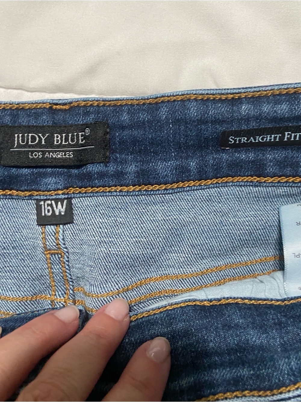 Judy Blue Straight Fit High Rise Distressed Jeans Medium Wash Raw Hem 16W